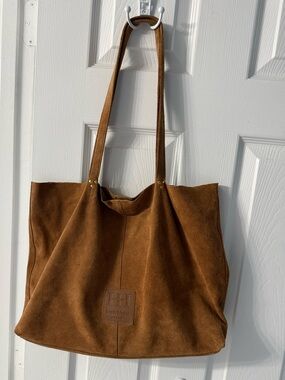 Haute Hippie 100% Leather Suede Tote in Chestnut Brown